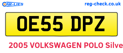 OE55DPZ are the vehicle registration plates.