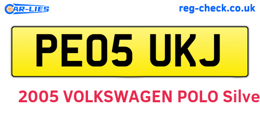 PE05UKJ are the vehicle registration plates.