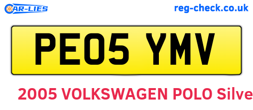 PE05YMV are the vehicle registration plates.