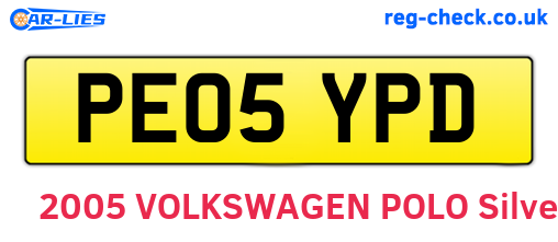 PE05YPD are the vehicle registration plates.