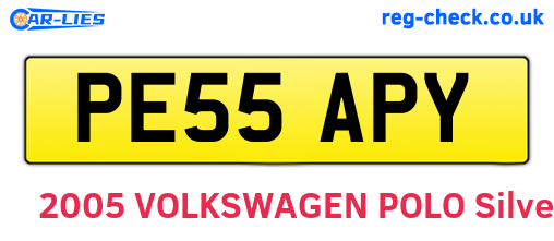 PE55APY are the vehicle registration plates.
