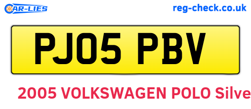 PJ05PBV are the vehicle registration plates.