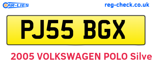 PJ55BGX are the vehicle registration plates.