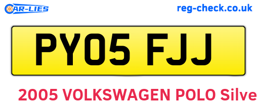 PY05FJJ are the vehicle registration plates.