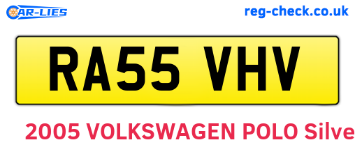 RA55VHV are the vehicle registration plates.