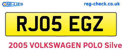 RJ05EGZ are the vehicle registration plates.