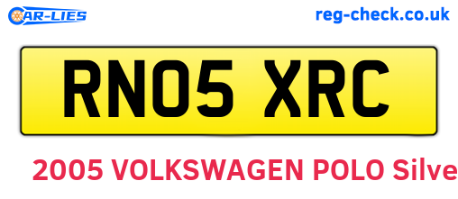 RN05XRC are the vehicle registration plates.