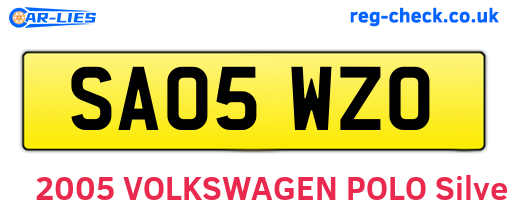 SA05WZO are the vehicle registration plates.