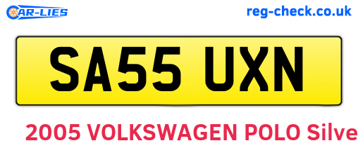 SA55UXN are the vehicle registration plates.