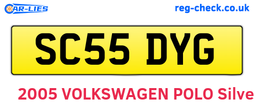 SC55DYG are the vehicle registration plates.