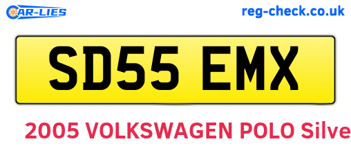 SD55EMX are the vehicle registration plates.