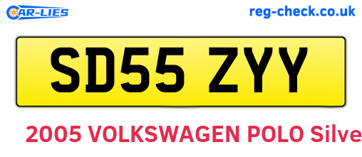SD55ZYY are the vehicle registration plates.