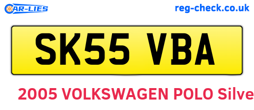SK55VBA are the vehicle registration plates.