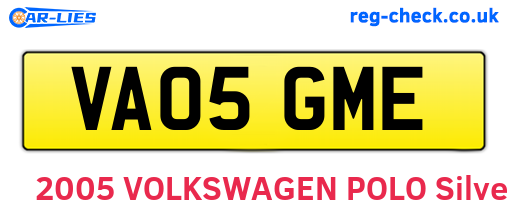 VA05GME are the vehicle registration plates.