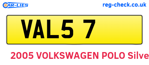 VAL57 are the vehicle registration plates.