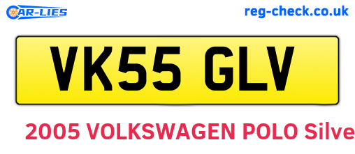 VK55GLV are the vehicle registration plates.