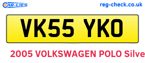 VK55YKO are the vehicle registration plates.