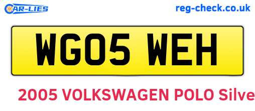 WG05WEH are the vehicle registration plates.