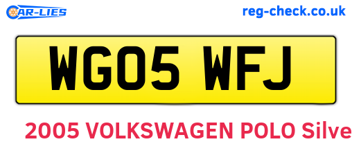 WG05WFJ are the vehicle registration plates.