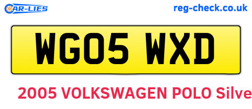 WG05WXD are the vehicle registration plates.