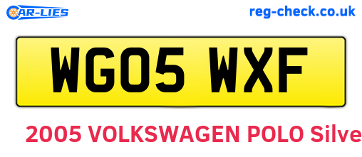 WG05WXF are the vehicle registration plates.