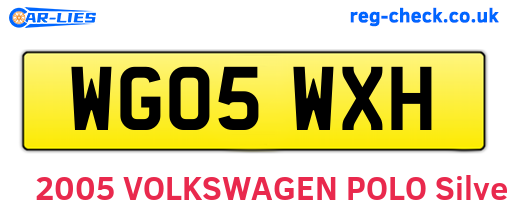 WG05WXH are the vehicle registration plates.