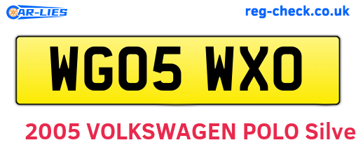 WG05WXO are the vehicle registration plates.