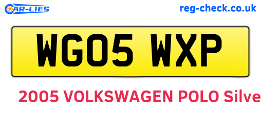 WG05WXP are the vehicle registration plates.