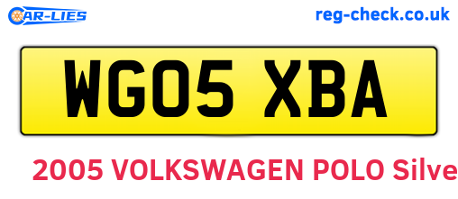 WG05XBA are the vehicle registration plates.