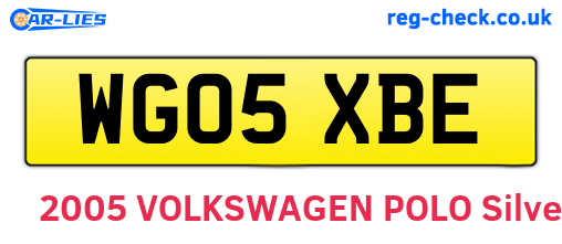 WG05XBE are the vehicle registration plates.