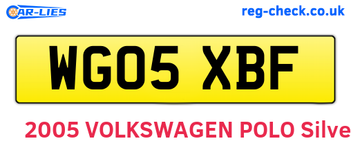 WG05XBF are the vehicle registration plates.