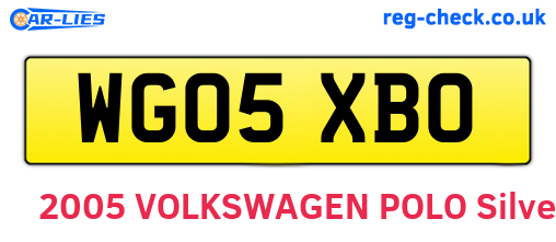 WG05XBO are the vehicle registration plates.