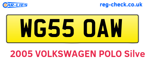 WG55OAW are the vehicle registration plates.