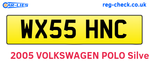 WX55HNC are the vehicle registration plates.