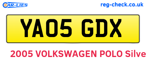 YA05GDX are the vehicle registration plates.