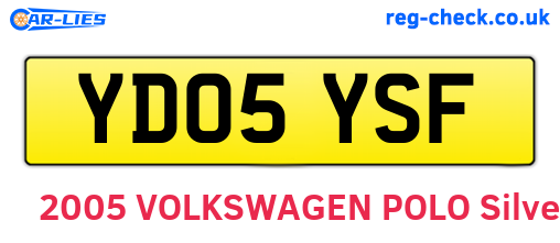 YD05YSF are the vehicle registration plates.