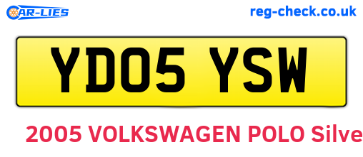 YD05YSW are the vehicle registration plates.