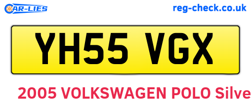 YH55VGX are the vehicle registration plates.
