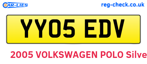 YY05EDV are the vehicle registration plates.