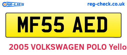 MF55AED are the vehicle registration plates.