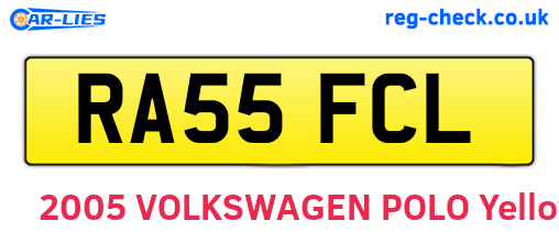 RA55FCL are the vehicle registration plates.