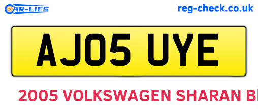 AJ05UYE are the vehicle registration plates.