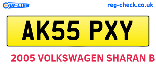 AK55PXY are the vehicle registration plates.