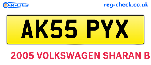 AK55PYX are the vehicle registration plates.