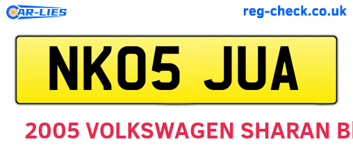 NK05JUA are the vehicle registration plates.