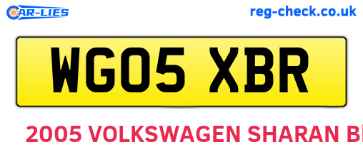 WG05XBR are the vehicle registration plates.