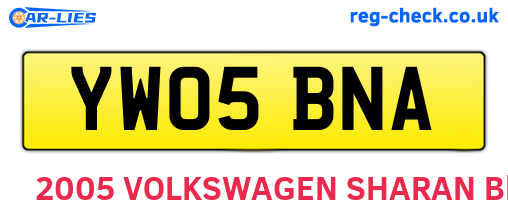 YW05BNA are the vehicle registration plates.