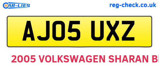 AJ05UXZ are the vehicle registration plates.