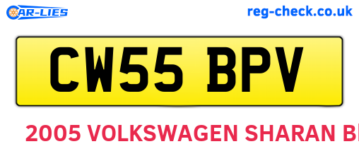 CW55BPV are the vehicle registration plates.