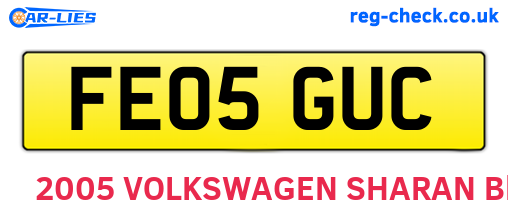 FE05GUC are the vehicle registration plates.